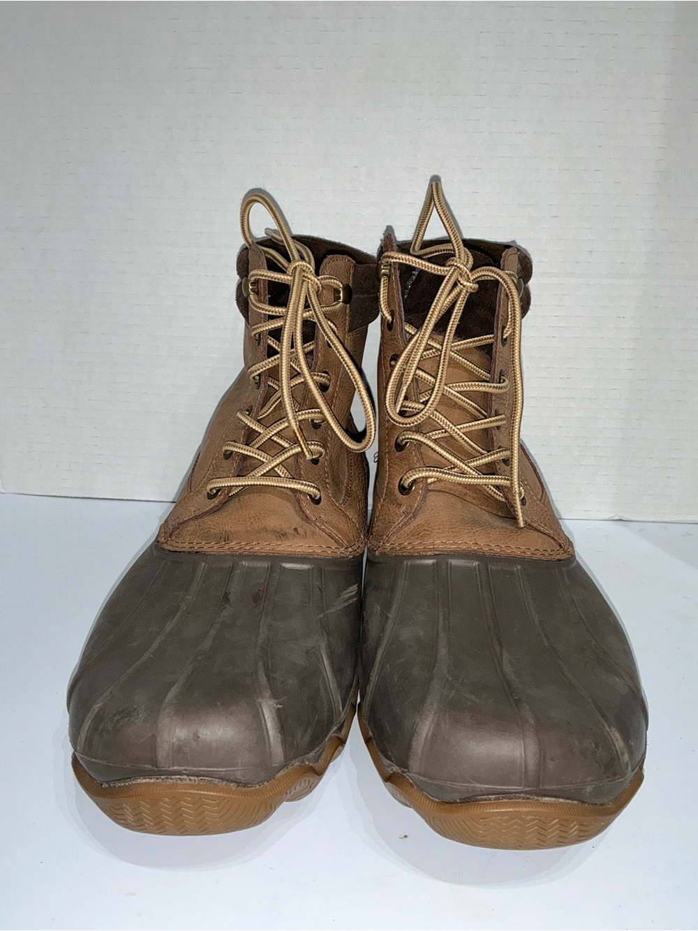 10.5 Sperry Two-Tone Brown Duck Boots with Tan Laces work wear  outdoors casual